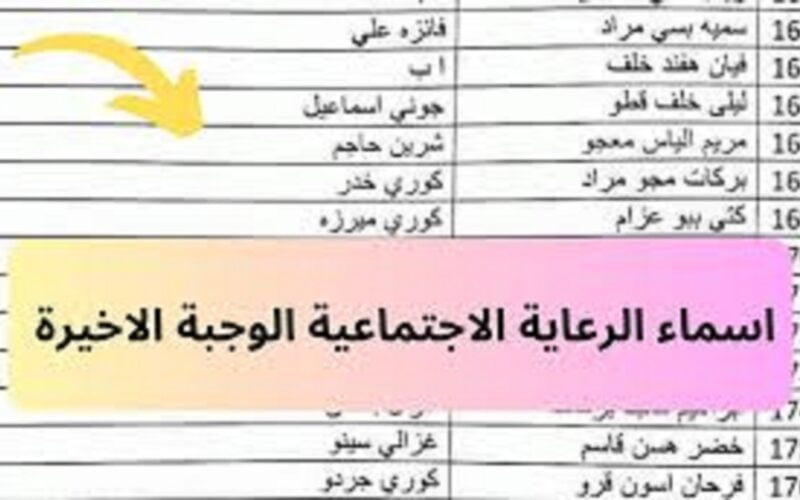 “اشكرك يارب” كشوفات اسماء الرعاية الاجتماعية الوجبة الاخيرة 2024 من مظلتي التابعة لوزارة العمل والشؤون الاجتماعية