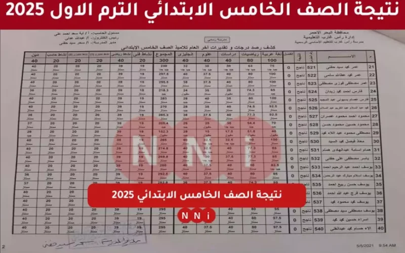 رابط نتيجة الصف الخامس الابتدائي برقم الجلوس الترم الأول 2025 عند ظهورها وفق بيان وزارة التربية والتعليم