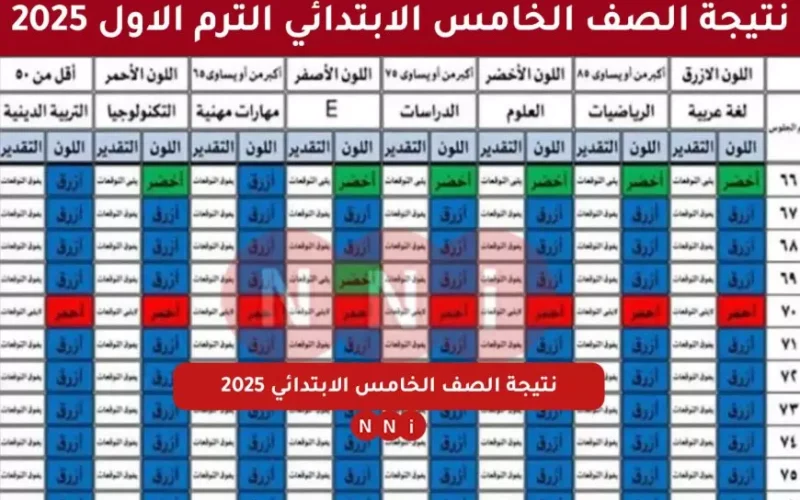 نتيجة الصف الخامس الابتدائي 2025 بالاسم ورقم الجلوس الترم الاول بوابة التعليم الاساسي نتائج الطلاب