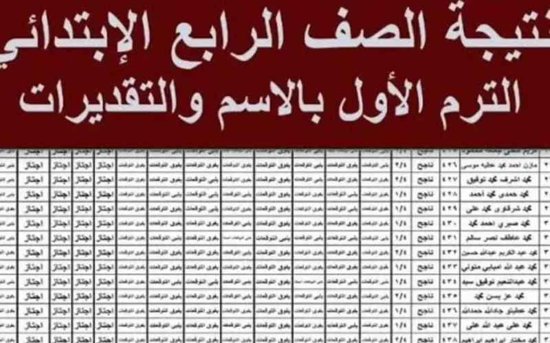 ظهرت Now.. نتيجة الصف الرابع الابتدائي 2025 الترم الأول عبر بوابة التعليم الأساسي بالرقم القومي