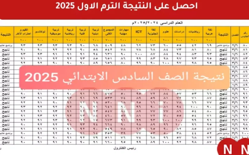 مبروك لأولياء الامور .. نتيجة الصف السادس الابتدائي برقم الجلوس والاسم جميع المحافظات عبر بوابه التعليم الاساسي 2025